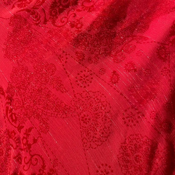 Girls’ Red Sparkly Dress Cap Sleeve Handkerchief Hem Tie Waist Festive Size 12 - Picture 4 of 10